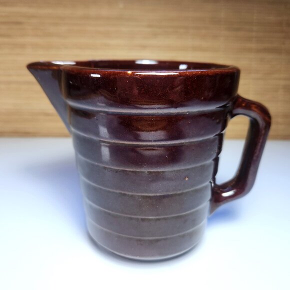 Monmouth Pottery Pitcher Jug Vintage 1940s Brown Stoneware Milk, Juice, Water - Picture 1 of 9